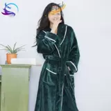 Зимний коралловый бархатный длинный банный халат, мужская фланелевая демисезонная пижама, для влюбленных, увеличенная толщина