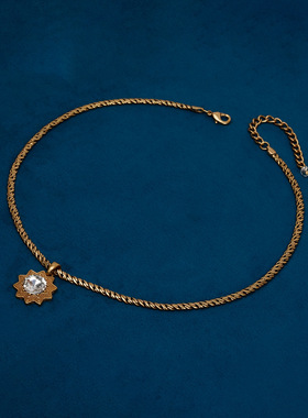 中古饰品宫廷风气质项链简约通勤时尚百搭锁骨链星星复古粗毛衣链