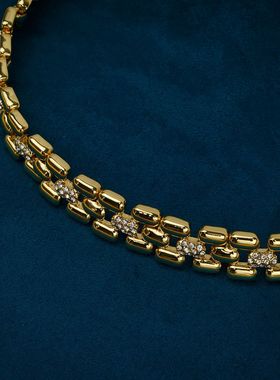 中古vintage小众设计感项链女简约复古轻奢锁骨链时尚百搭毛衣链