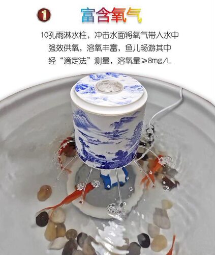 景德镇圆形陶瓷鱼缸 过滤器养鱼流水摆件喷泉加湿增氧塑料过滤器 - 图1
