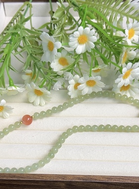 新疆直发正品和田玉晴水手链天然玉石老料两圈手串6mm带证书