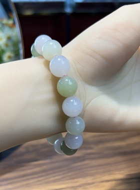 新疆直发和田玉多宝手串天然玉石老料马卡龙色单圈12mm手链带证书