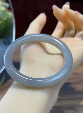 新疆直发正品和田玉烟紫手镯天然玉石老料细条圆条美人镯56带证书