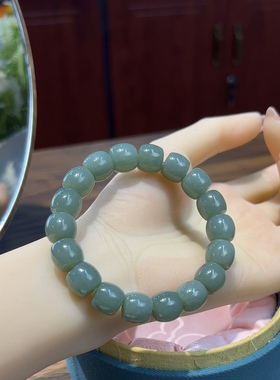 新疆直发正品和田玉且末蓝男士手串天然玉石老料老型珠手链10*12