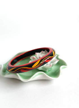 四川凉山彝族漆器手绘手镯木饰品