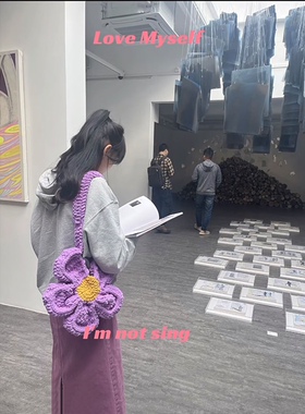 粗毛线钩针超大花朵包包编织diy材料包手工自制大容量单肩斜挎包