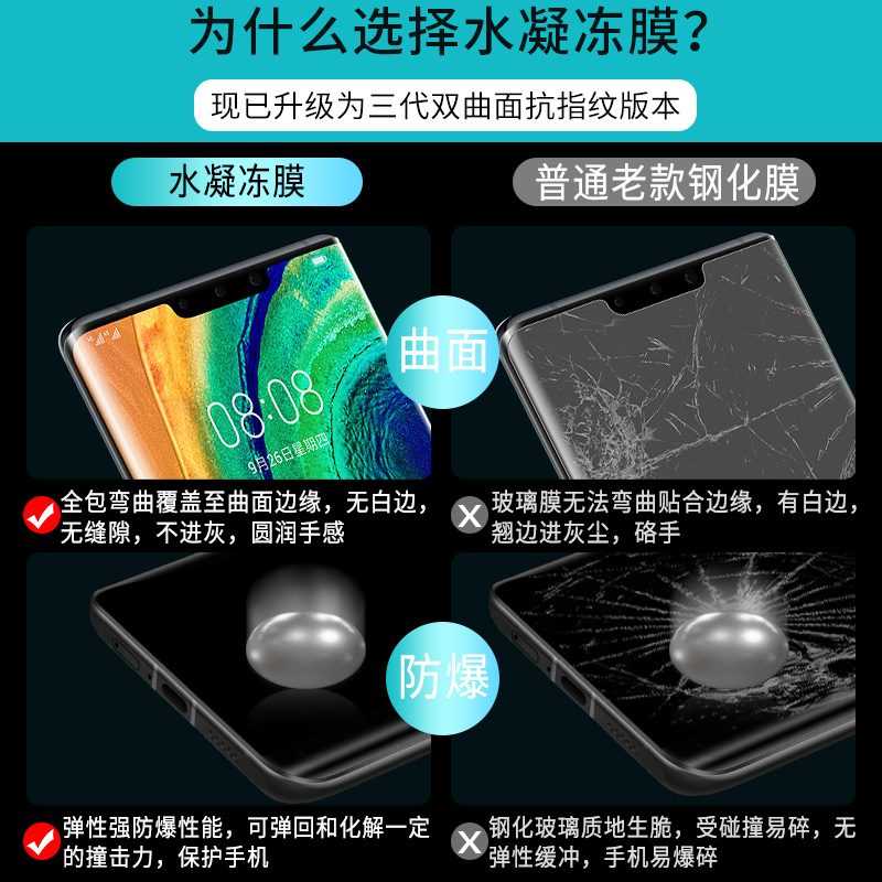 适用华为mate30pro水凝膜mate40epro全屏meta20防窥膜40e手机rs保时捷m30曲屏防窥m40魅特mt30新款曲面屏30e - 图0