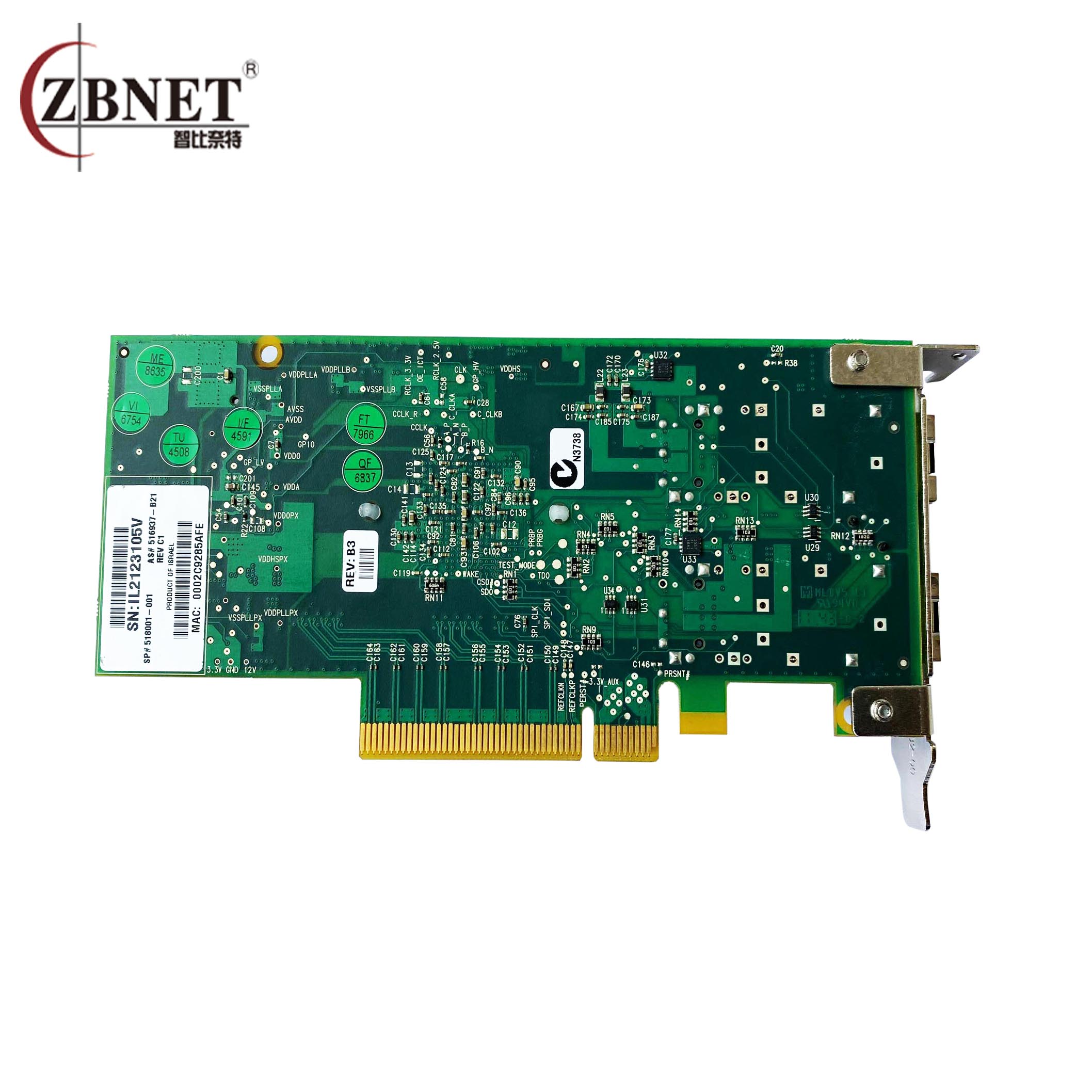 ZBNET智比奈特双口光纤网卡Mellanox MNPH29D-XSR万兆网卡ZB10G2F光纤网卡2U半高挡板-图2