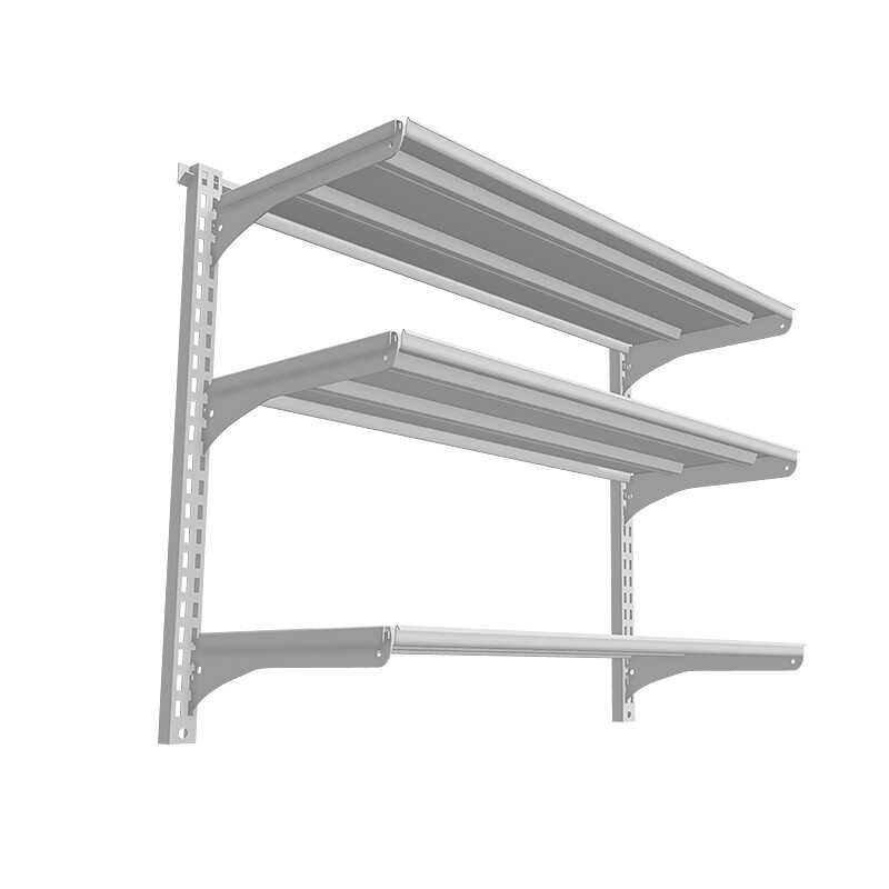 贫美墙上置物架一字隔板金属书架可移动厨房上墙架多层层板收纳架 - 图3