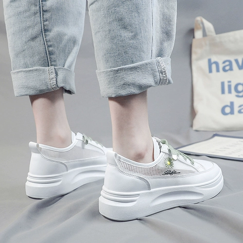 Универсальная летняя дышащая тонкая белая обувь на платформе, 2021 года