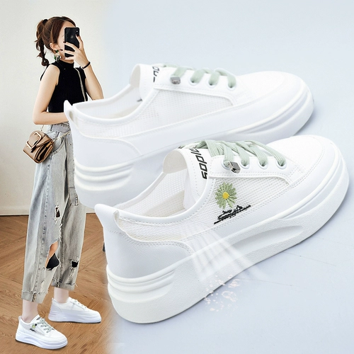 Универсальная летняя дышащая тонкая белая обувь на платформе, 2021 года