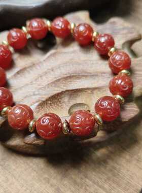 回纹尼泊尔手链仿古红玛瑙玉髓