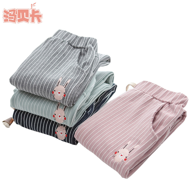 断码清仓女童春秋装长裤韩版小童装裤子条纹宽松休闲裤女孩运动裤