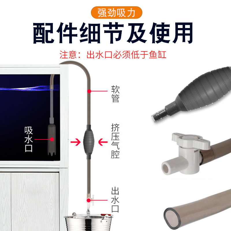 鱼缸换水器神器自动吸便器虹吸管小型抽水管换水清洗吸粪便洗沙器 - 图2