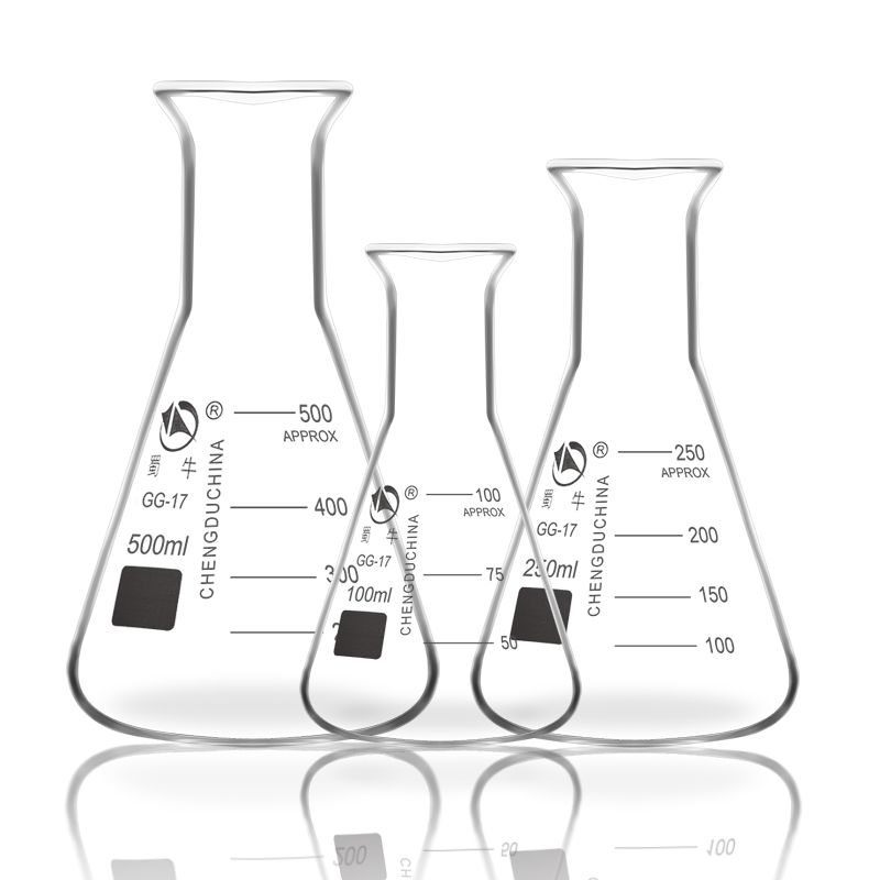 蜀牛50/100/150/200/250/300/500/1000/2000/3000/5000ml三角烧瓶(广口) 玻璃三角瓶锥形瓶喇叭口敞口GG-17 - 图3