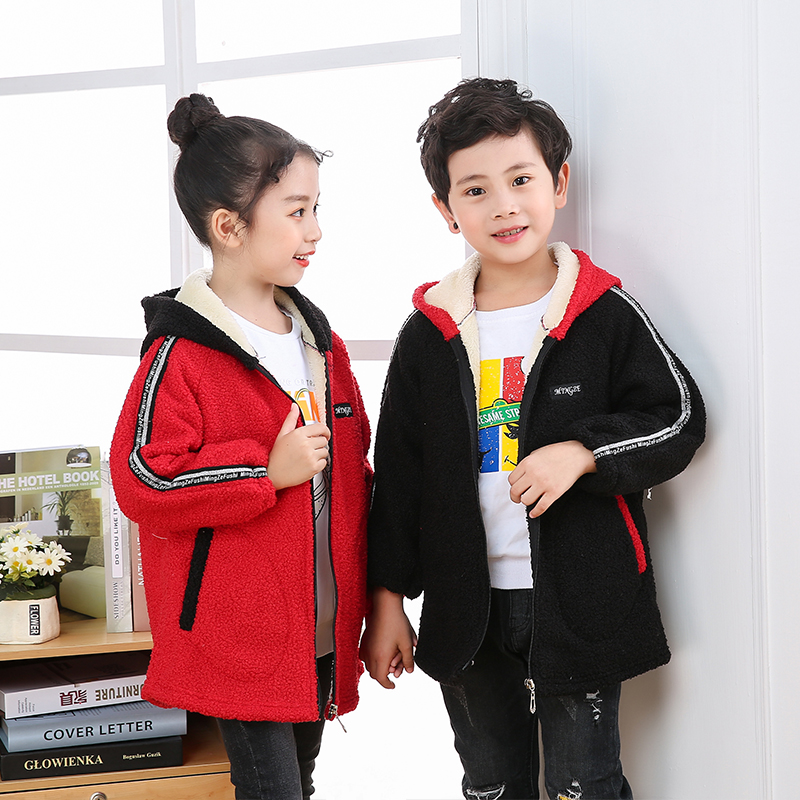 Teddy velvet winter coat kids long sleeve zipper