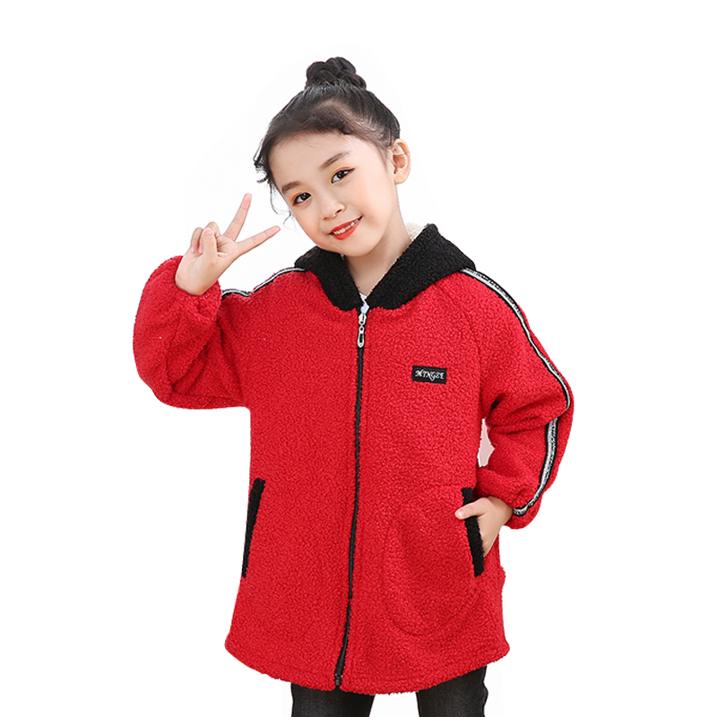 Teddy velvet winter coat kids long sleeve zipper