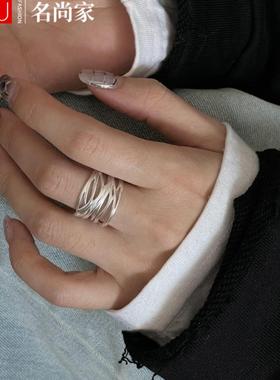 绞丝多层线条交叉戒指女时尚个性