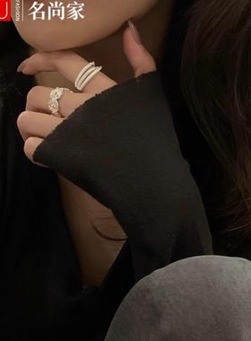 多层缠绕不规则戒指女甜酷立体