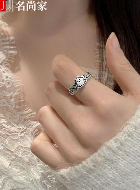 可爱小猫咪戒指女复古时尚个性