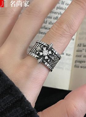 复古重工时尚十字架戒指男女个性