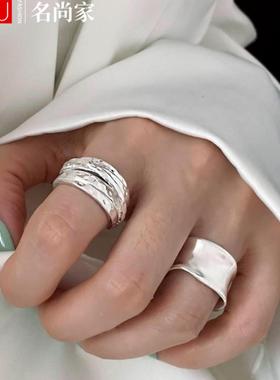 时尚宽边几何线条缠绕戒指女个性
