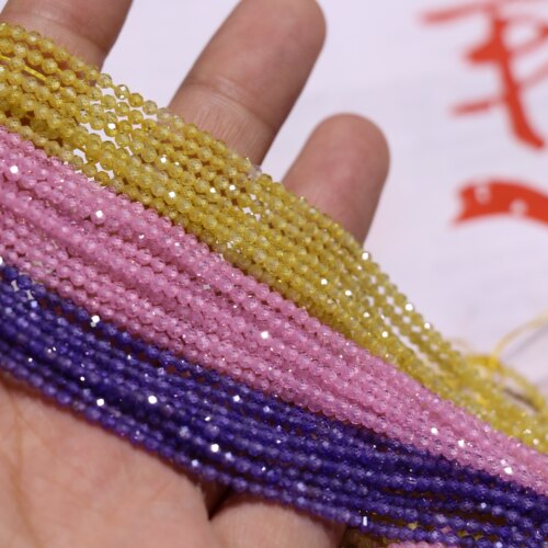 天然紫色锆石2mm锆石切面刻面散珠 硬抛切角足球面半成品粉色锆石 - 图0