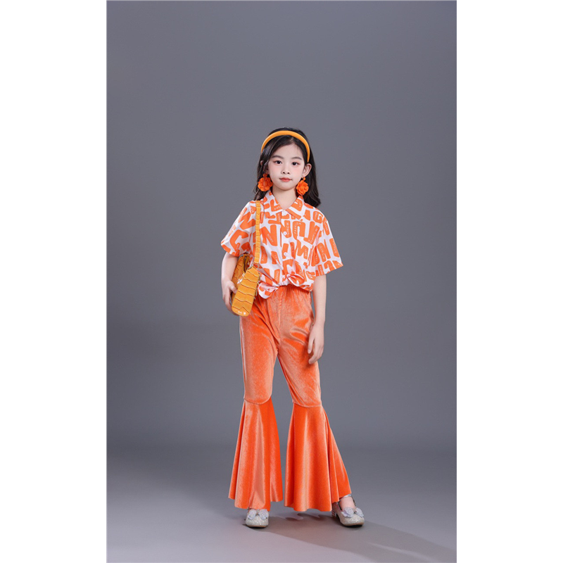 服走秀花年代演出服女童幼儿8090衬衫复古喇叭裤港风舞蹈套装儿童,淘宝优惠券,粉丝福利购,淘宝优惠卷