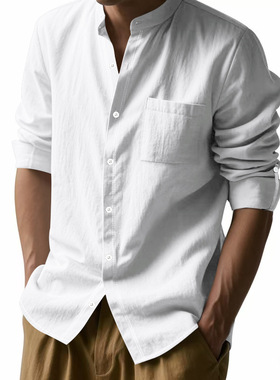 New Men's Casual Long-Sleeve T-Shirt 新款男士休闲衬衫长袖t恤