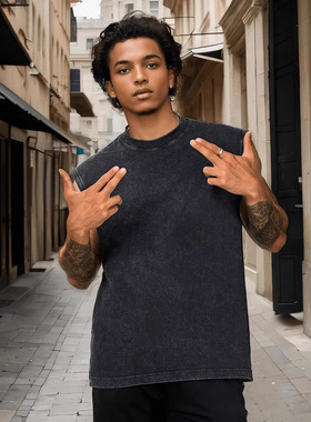 Men's round-neck summer vest sleeveless 圆领坎肩夏背心男无袖