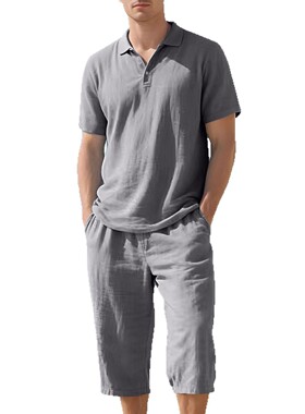 Summer Men’s Loose Casual Short-Sleeve Shirt Set 休闲男套装