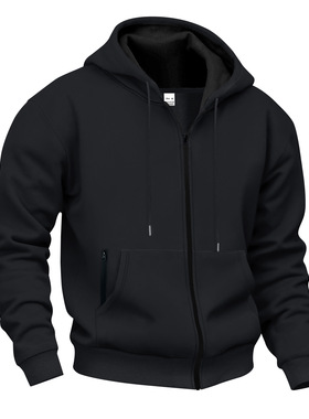 Men's Warm Hooded Zipper Casual Sweatshirt男保暖连帽拉链卫衣