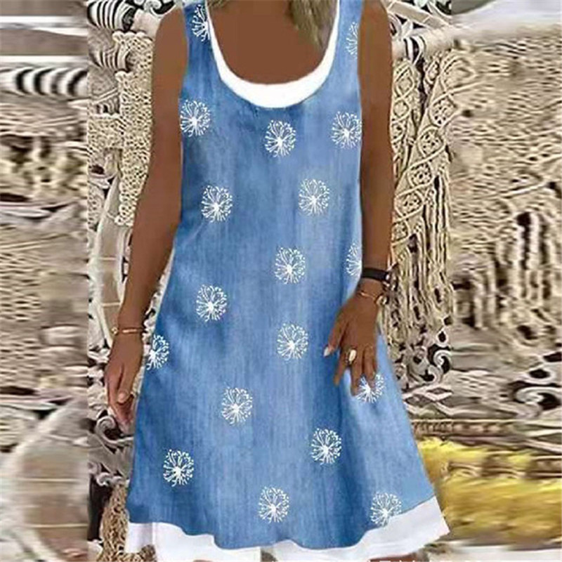 女士夏季复古休闲印花无袖连衣裙Vintage Print Sleeveless Dress,淘宝优惠券,粉丝福利购,淘宝优惠卷