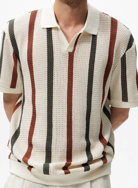 Short-sleeve men's hollow striped business T-shirt 男商务t恤