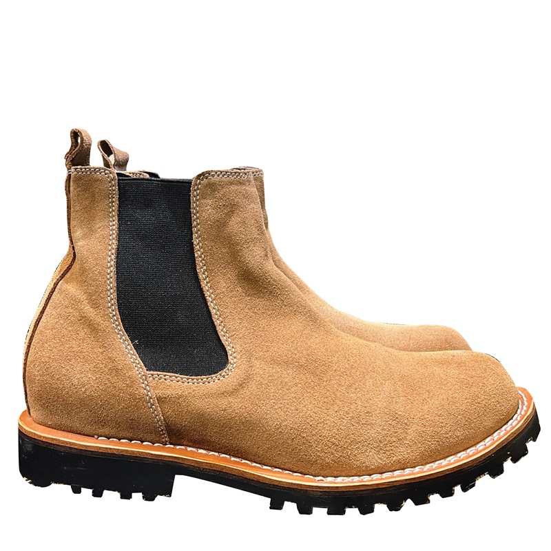 固特异美式复古真皮工装鞋英伦风翻毛牛皮切尔西靴马丁伞兵短靴男 - 图3