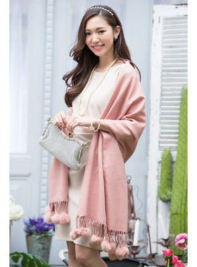 宴会纯色双面绒兔毛球外搭披肩女婚纱礼服坎肩斗篷保暖开衫外套秋