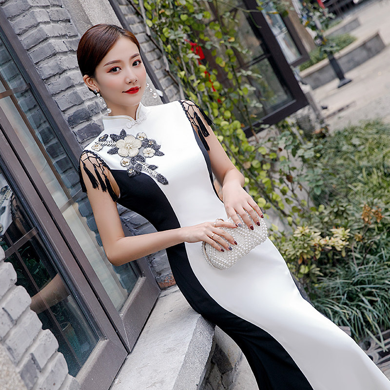 旗袍2020年新款高端走秀女连衣裙 语菲时诺旗袍