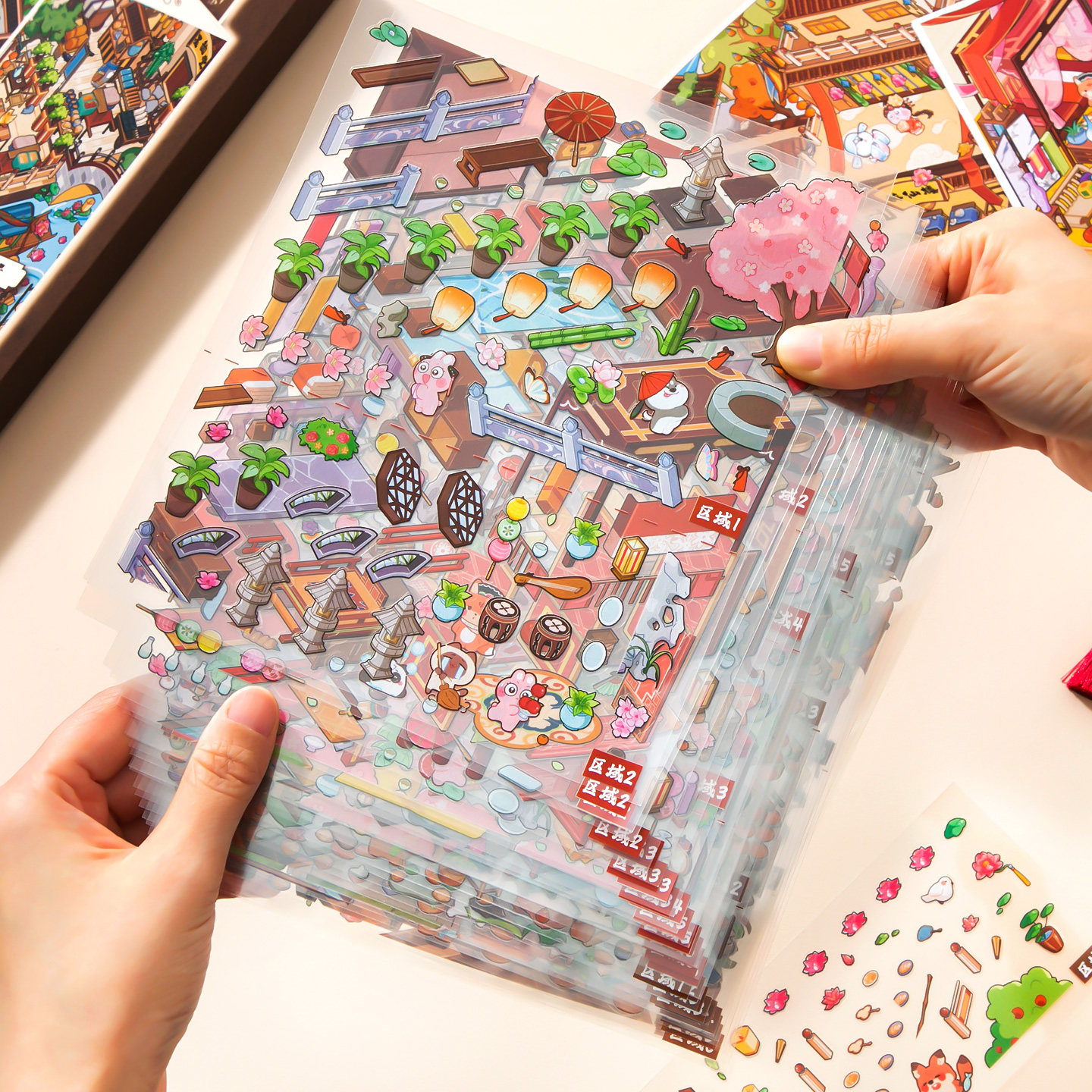 市井小铺集造景贴纸芯陌古风八折系列超长折叠款高难度微缩场景3D立体小屋贴画手帐儿童玩具女孩元旦圣诞礼物,淘宝优惠券,粉丝福利购,淘宝优惠卷