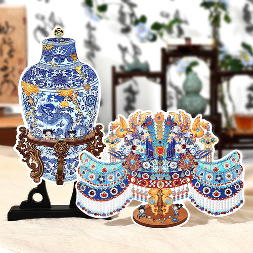 infeelme造景贴纸旧物修复师超大版拼图瓷器贴画金玉碗微缩场景合集本如意瓶大号大版古风3D立体小屋玩具女孩 - 图1