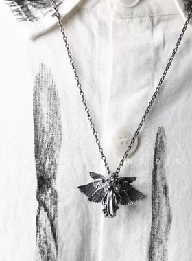 梅卡原创六翼天使男士项链吊坠s925纯银女生天使之翼个性情侣项链