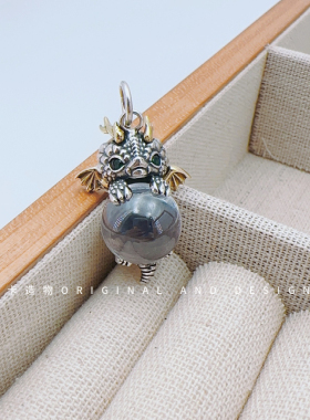 有龙则灵龙年原创萌龙复古精致情侣纯银项链吊坠送男女孩生日礼物