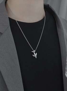 925纯银鲸鱼项链男个性小众潮牌百搭ins风情侣配饰原创足银吊坠女