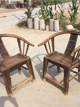 农村旧家具实木老家具圈椅老椅子茶楼酒店座椅怀旧装饰摆件