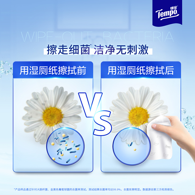 tempo得宝湿厕纸洋甘菊洁厕家庭湿纸巾湿巾私处专用擦屁股80片4包