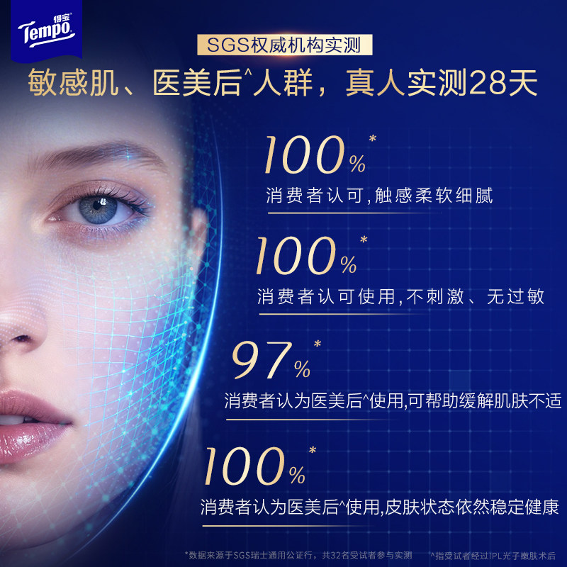 【新品】tempo得宝蚕丝凝萃悬挂洗脸巾加大加厚60抽任选婴儿可用a