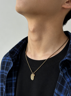 小众原创钛钢指纹吊坠男生项链