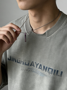 男生搭配项链原创个性设计几何吊坠复古文艺风长款项链送男生礼物