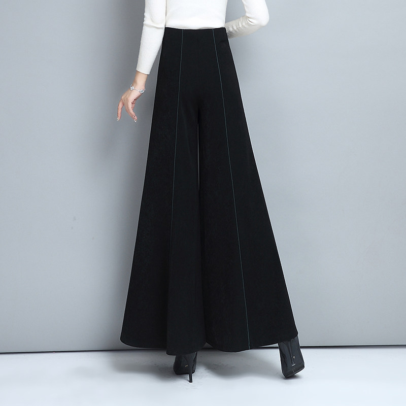 qslz /清水灵籽黑色阔腿裤女休闲裤 清水灵籽休闲裤