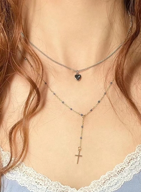 bm项链珠流苏小号十字架