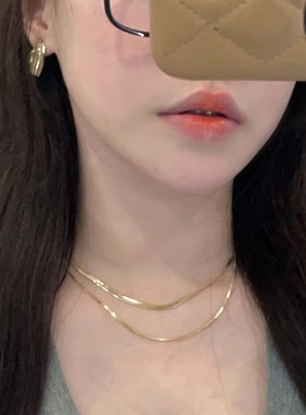 小雏姐姐 金色百搭简约大气双链条设计造型气质休闲冷淡风项链